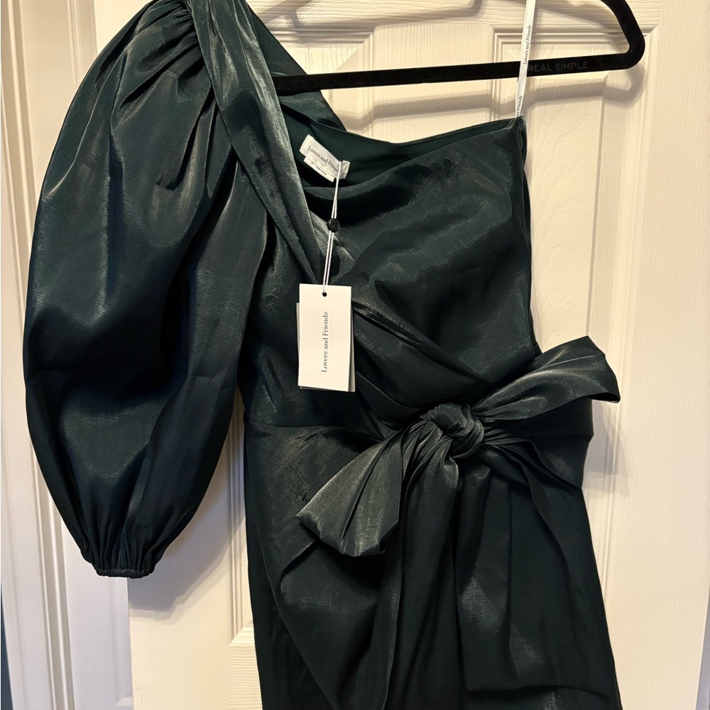 Elegant One-Shoulder Dark Green Dress
